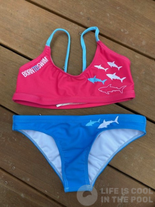 BornToSwim Sharks Bikini Blue/Pink