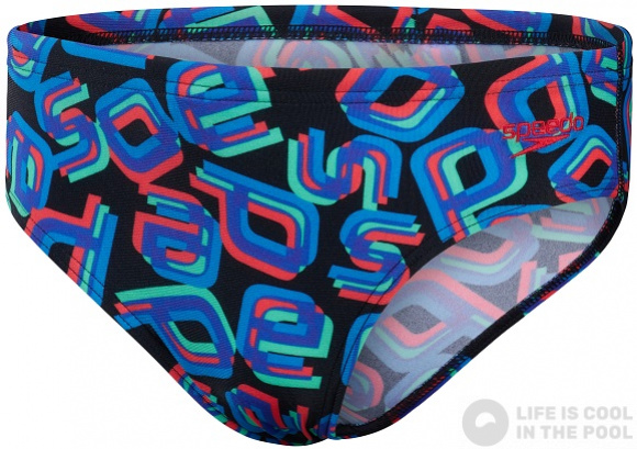 Speedo Digi Allover 6.5cm Brief Boy Black/Lava Red/Neon Absinthe/Blue