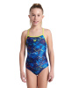 Arena Daly Swimsuit Light Drop Back Girls Navy Soft Green/Navy Multi