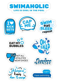 Stickers Swimaholic Swimming Stickers