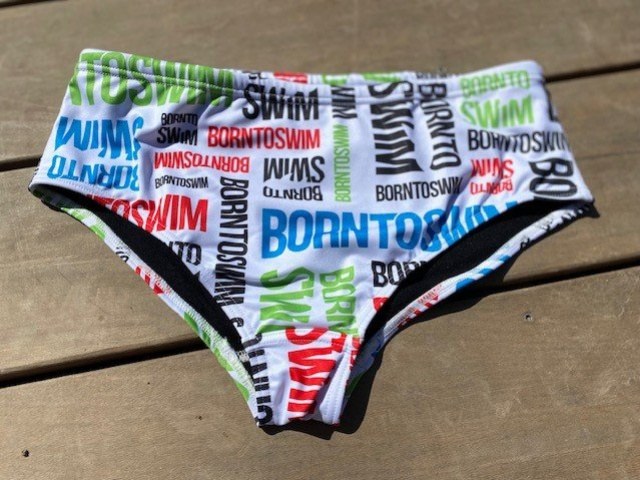 Men's swimsuit BornToSwim Logo Brief White