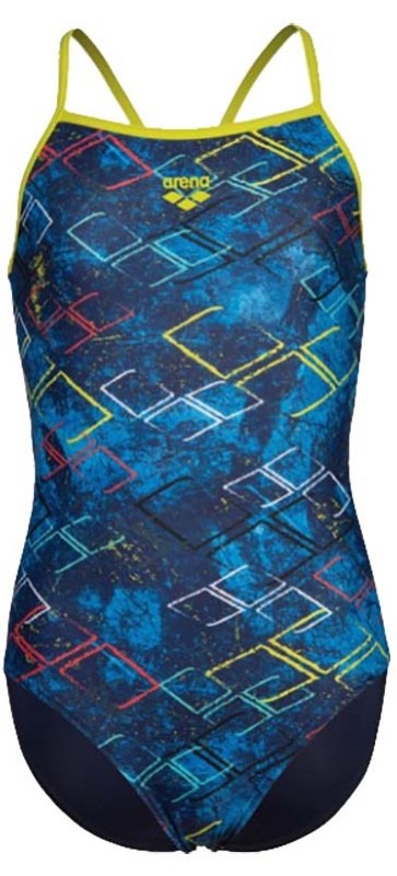 Arena Daly Swimsuit Light Drop Back Girls Navy Soft Green/Navy Multi