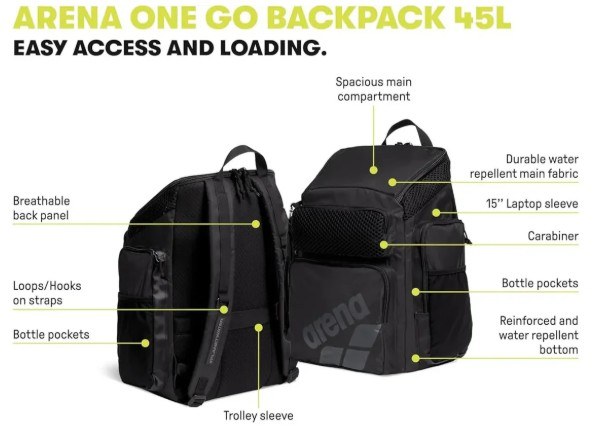 Arena One Go Backpack 45L Allover Lemos